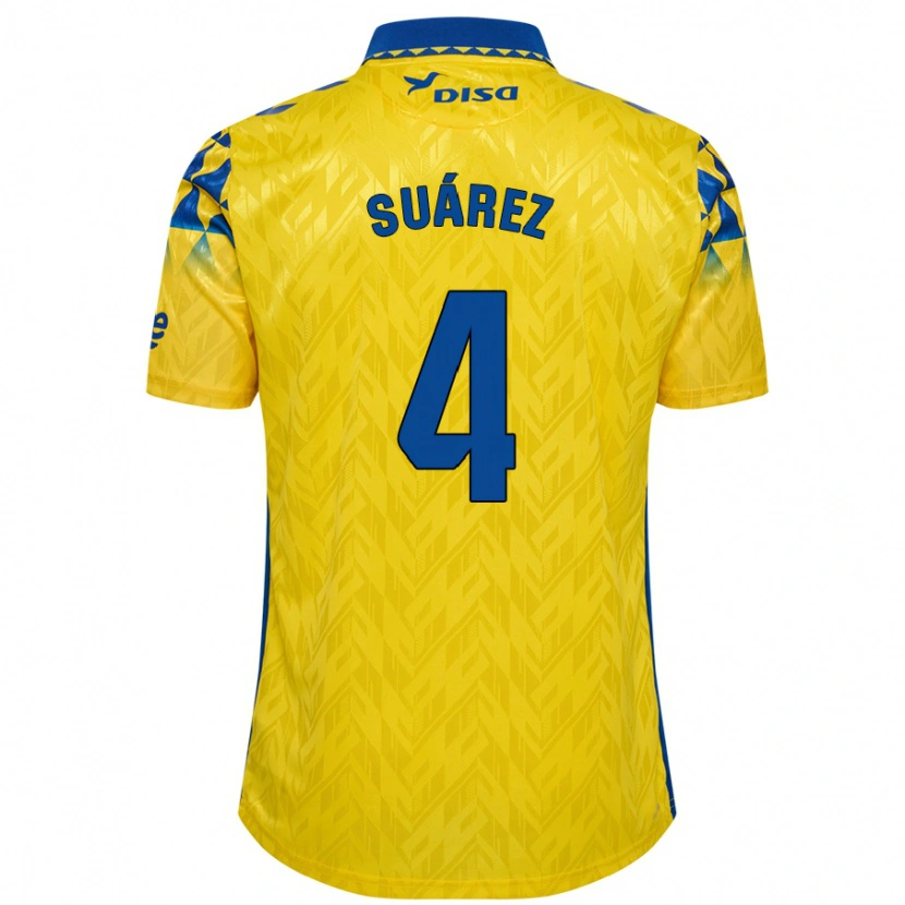 Danxen Dames Alex Suárez #4 Geel Blauw Thuisshirt Thuistenue 2024/25 T-Shirt