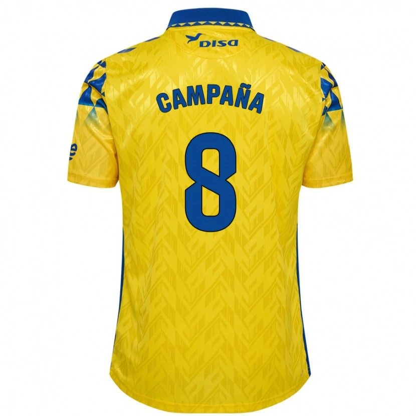 Danxen Dames José Campaña #8 Geel Blauw Thuisshirt Thuistenue 2024/25 T-Shirt