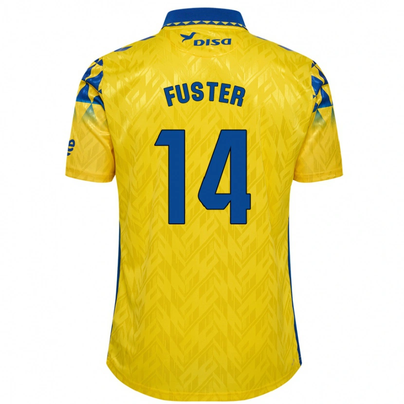 Danxen Dames Manu Fuster #14 Geel Blauw Thuisshirt Thuistenue 2024/25 T-Shirt
