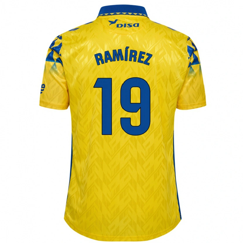 Danxen Dames Sandro Ramírez #19 Geel Blauw Thuisshirt Thuistenue 2024/25 T-Shirt