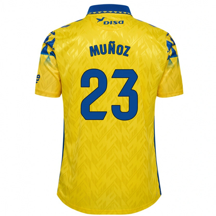 Danxen Dames Álex Muñoz #23 Geel Blauw Thuisshirt Thuistenue 2024/25 T-Shirt