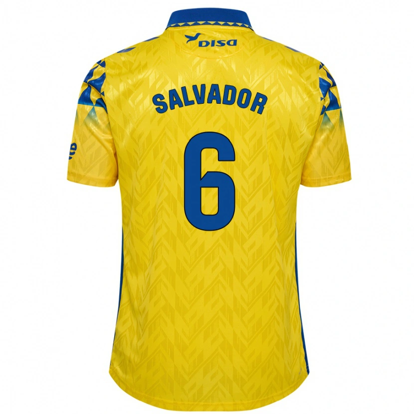 Danxen Dames Pol Salvador #6 Geel Blauw Thuisshirt Thuistenue 2024/25 T-Shirt