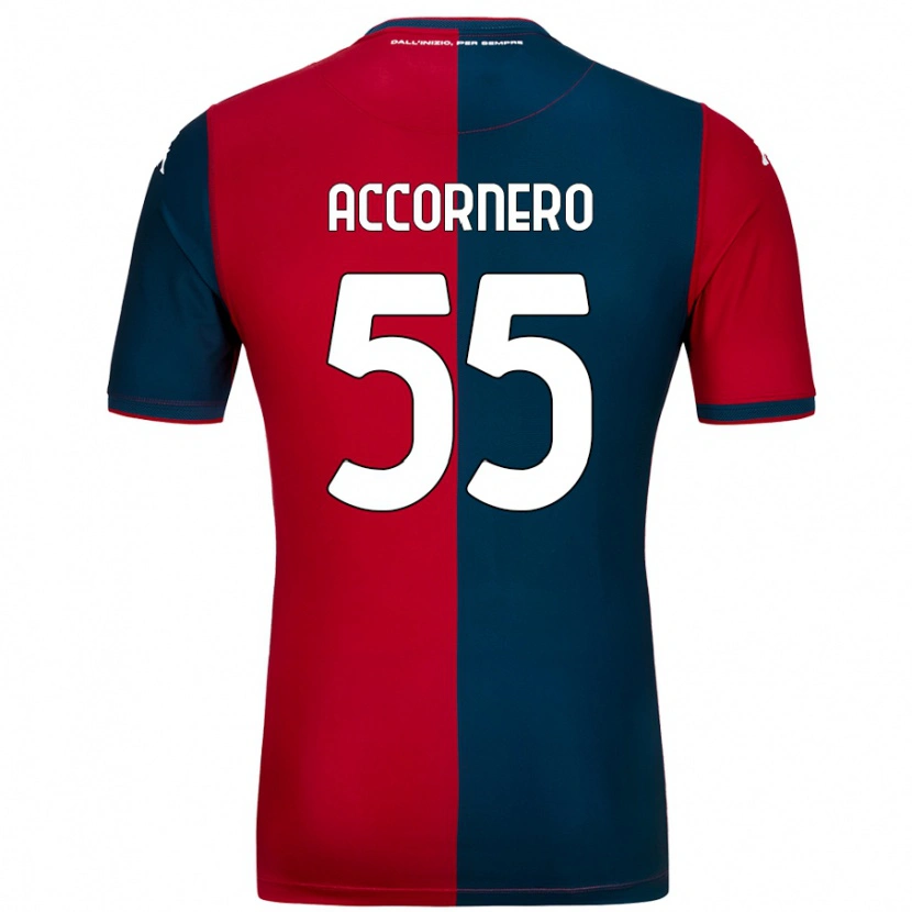 Danxen Dames Federico Accornero #55 Rood Donkerblauw Thuisshirt Thuistenue 2024/25 T-Shirt