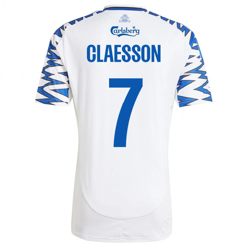 Danxen Dames Viktor Claesson #7 Wit Hemelsblauw Thuisshirt Thuistenue 2024/25 T-Shirt