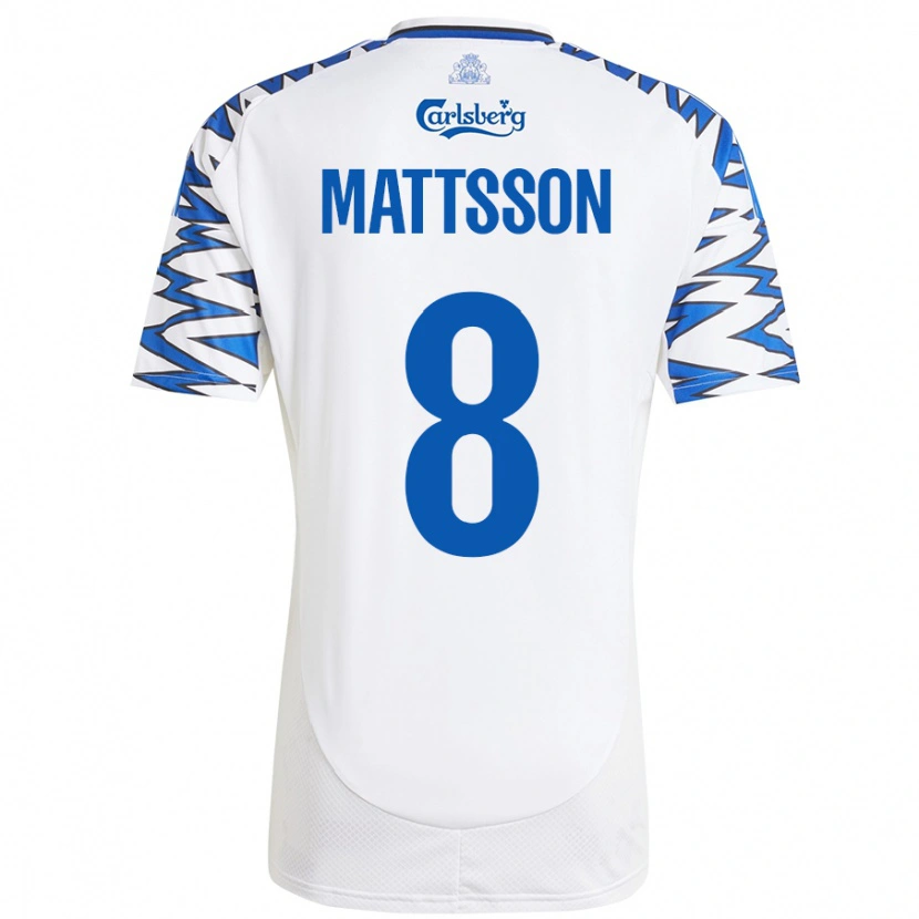 Danxen Dames Magnus Mattsson #8 Wit Hemelsblauw Thuisshirt Thuistenue 2024/25 T-Shirt