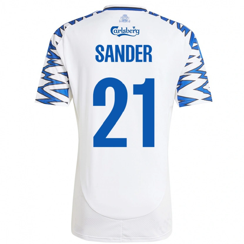 Danxen Dames Theo Sander #21 Wit Hemelsblauw Thuisshirt Thuistenue 2024/25 T-Shirt