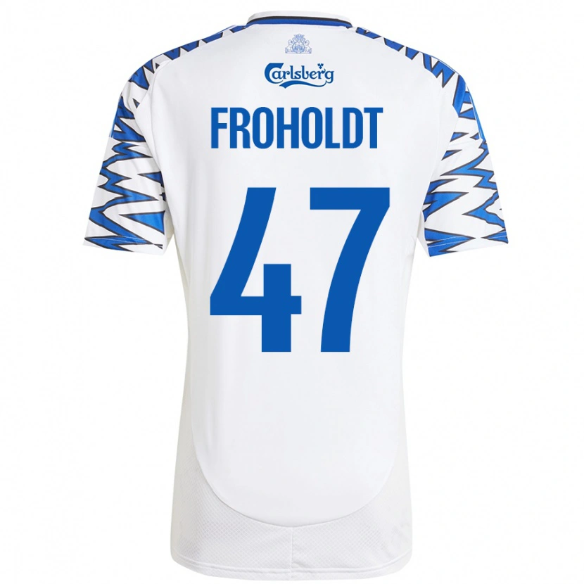 Danxen Dames Victor Froholdt #47 Wit Hemelsblauw Thuisshirt Thuistenue 2024/25 T-Shirt
