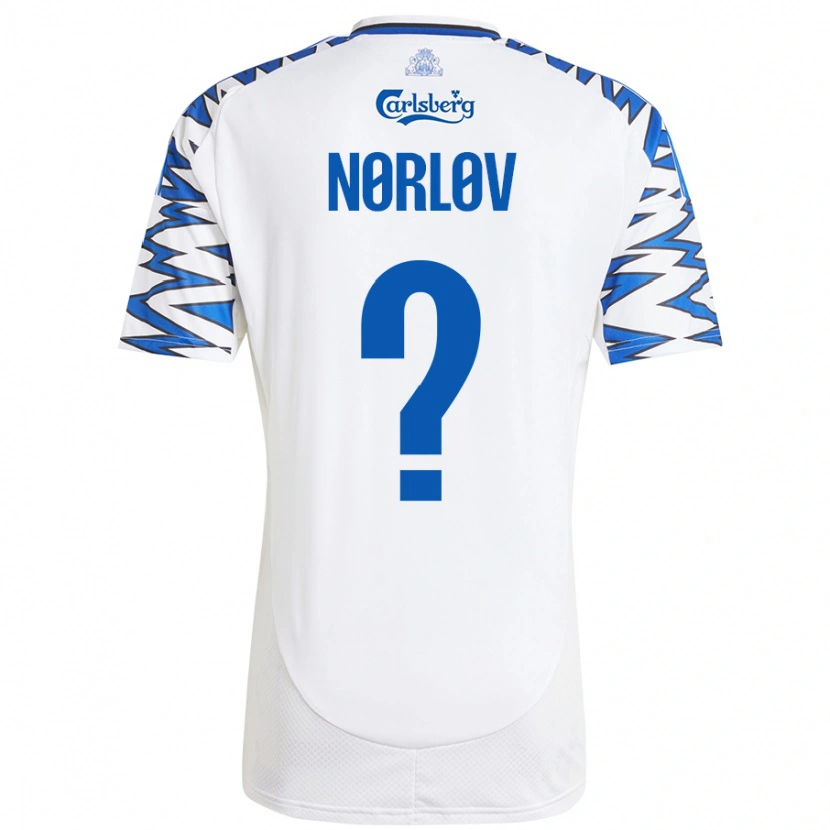 Danxen Dames William Nørløv #0 Wit Hemelsblauw Thuisshirt Thuistenue 2024/25 T-Shirt