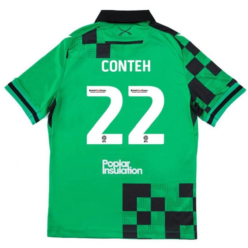 Danxen Dames Kamil Conteh #22 Groen Zwart Uitshirt Uittenue 2024/25 T-Shirt