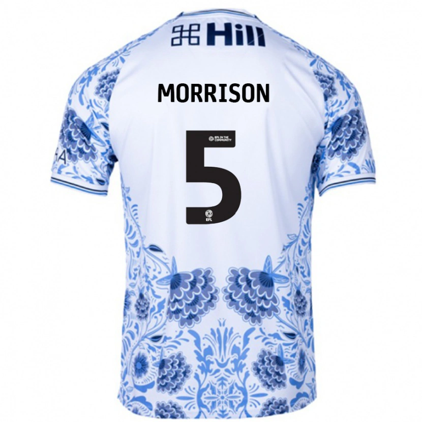 Danxen Dames Michael Morrison #5 Wit Blauw Uitshirt Uittenue 2024/25 T-Shirt