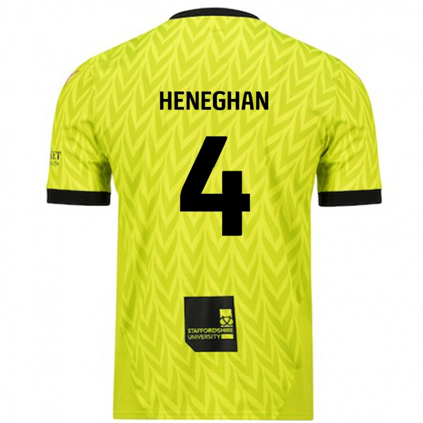 Danxen Dames Ben Heneghan #4 Fluorescerend Groen Uitshirt Uittenue 2024/25 T-Shirt