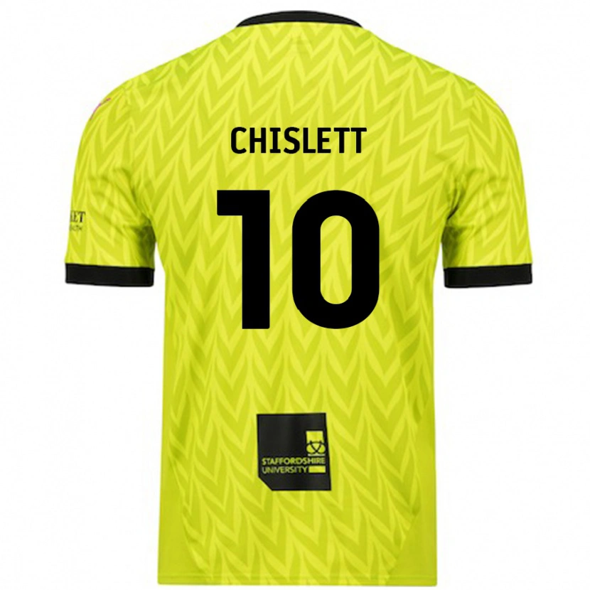 Danxen Dames Ethan Chislett #10 Fluorescerend Groen Uitshirt Uittenue 2024/25 T-Shirt