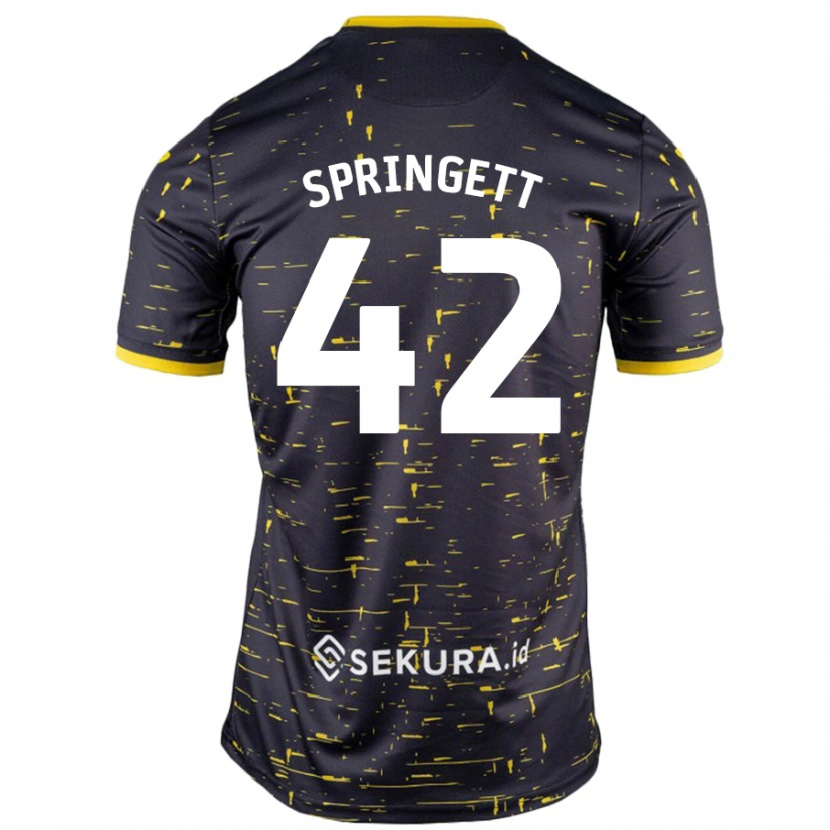 Danxen Dames Tony Springett #42 Zwart Geel Uitshirt Uittenue 2024/25 T-Shirt