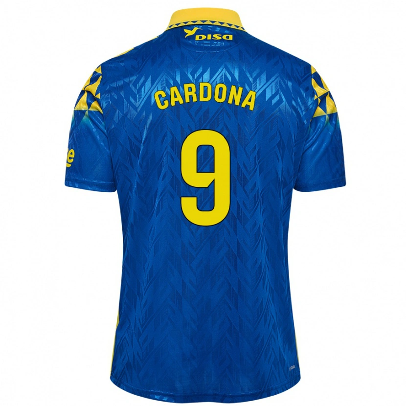 Danxen Dames Marc Cardona #9 Blauw Geel Uitshirt Uittenue 2024/25 T-Shirt