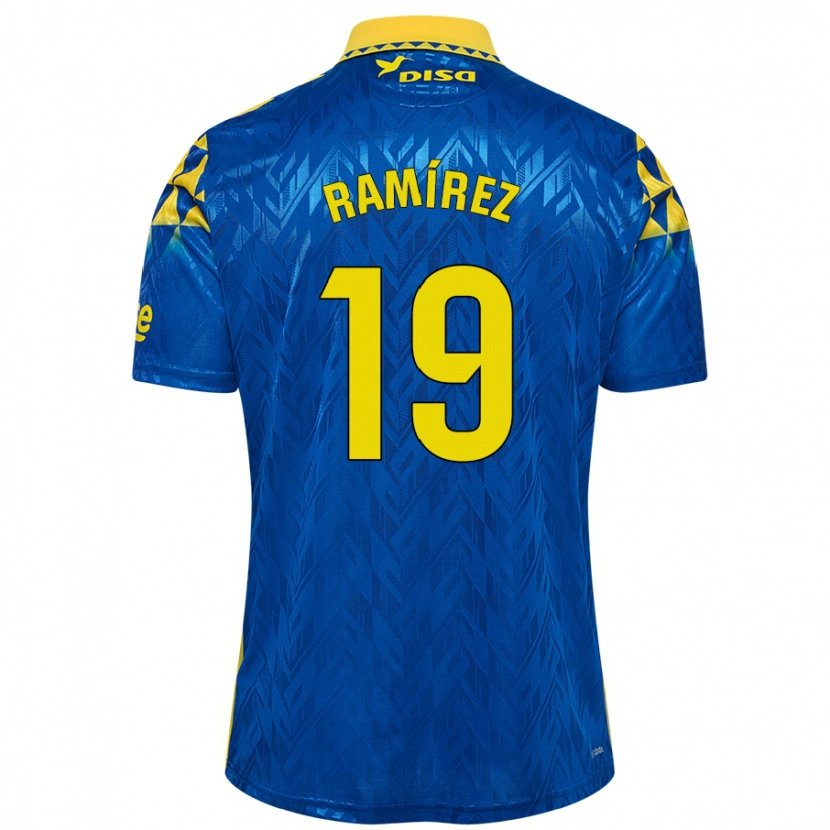 Danxen Dames Sandro Ramírez #19 Blauw Geel Uitshirt Uittenue 2024/25 T-Shirt