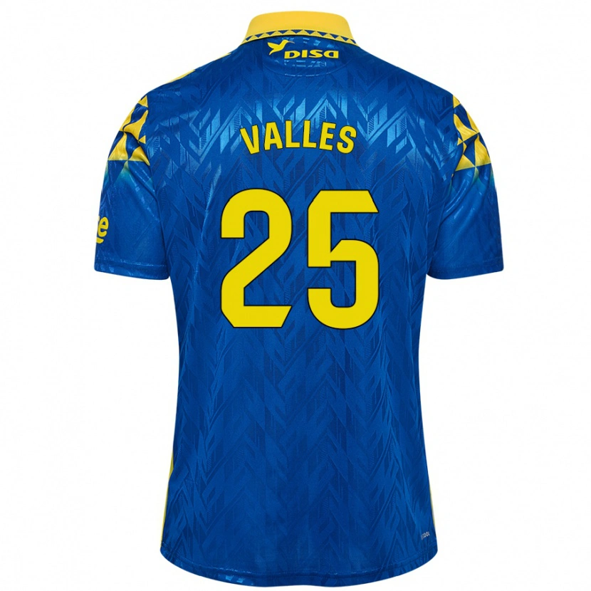Danxen Dames Álvaro Valles #25 Blauw Geel Uitshirt Uittenue 2024/25 T-Shirt