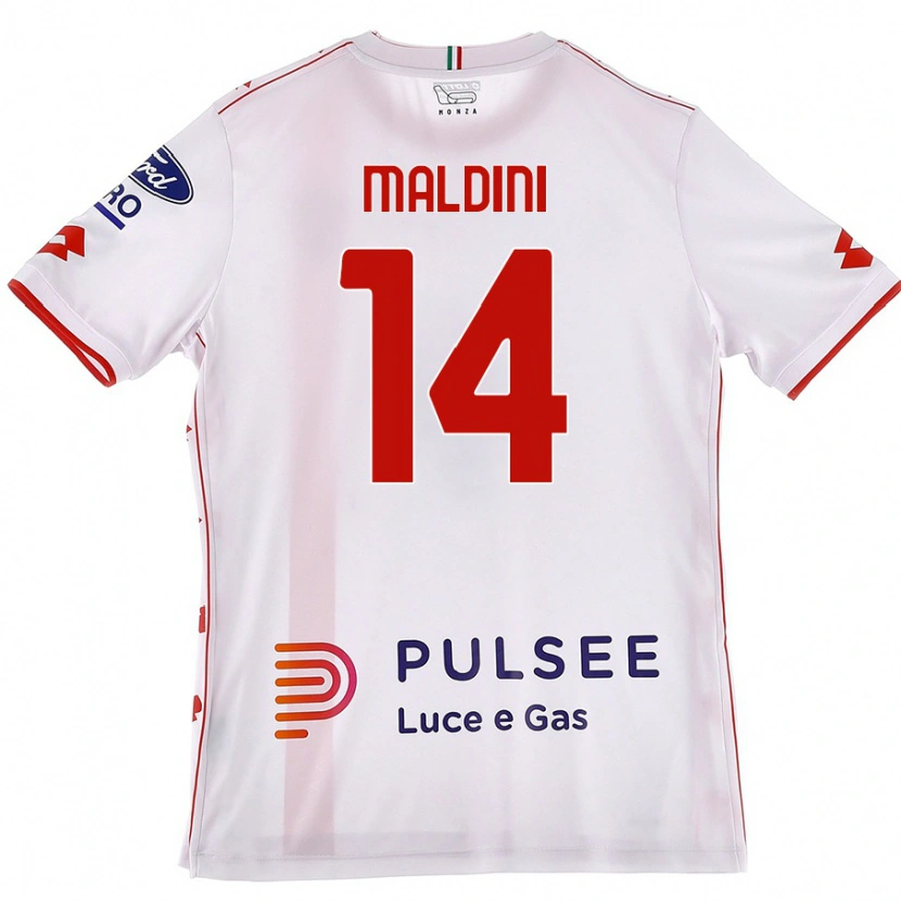 Danxen Dames Daniel Maldini #14 Wit Rood Uitshirt Uittenue 2024/25 T-Shirt