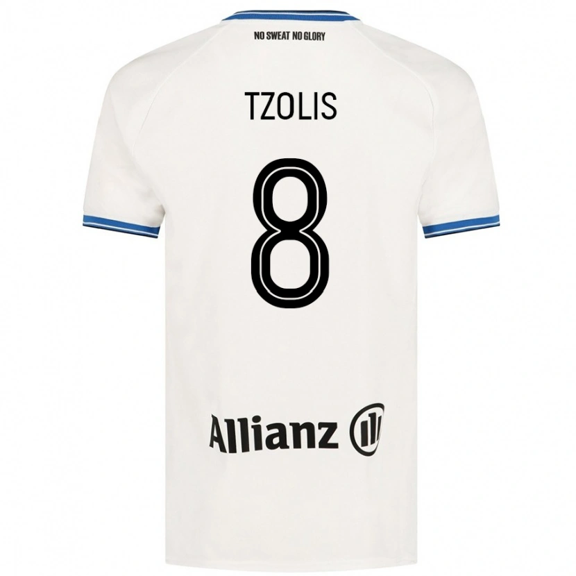 Danxen Dames Christos Tzolis #8 Wit Uitshirt Uittenue 2024/25 T-Shirt
