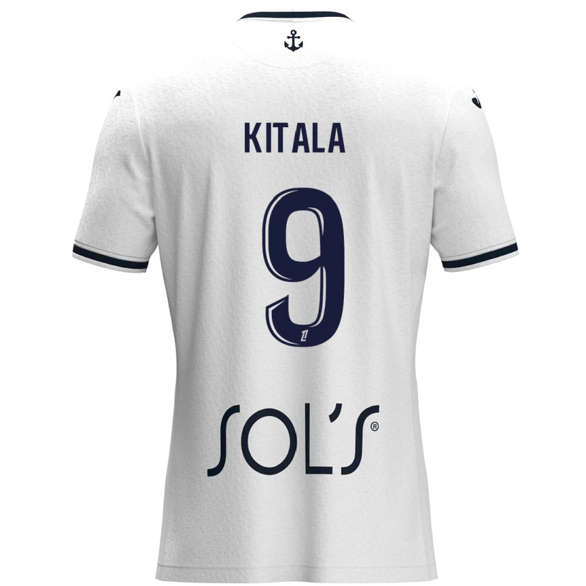 Danxen Dames Yann Kitala #9 Wit Donkerblauw Uitshirt Uittenue 2024/25 T-Shirt