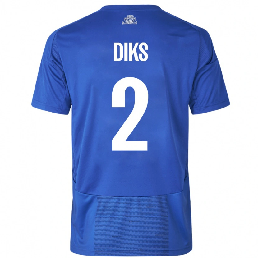 Danxen Dames Kevin Diks #2 Wit Blauw Uitshirt Uittenue 2024/25 T-Shirt