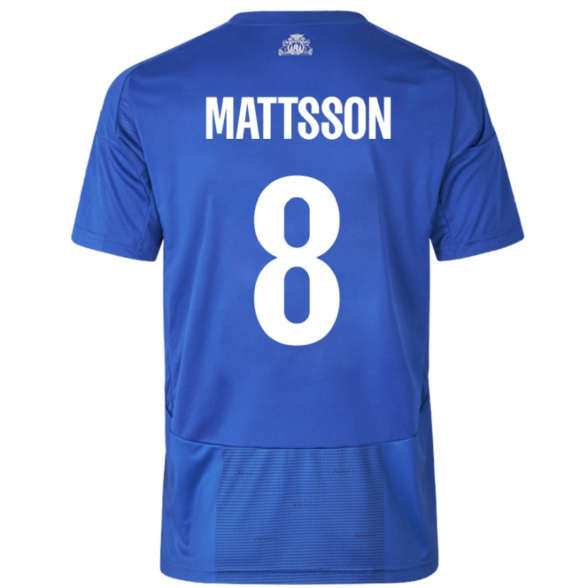 Danxen Dames Magnus Mattsson #8 Wit Blauw Uitshirt Uittenue 2024/25 T-Shirt