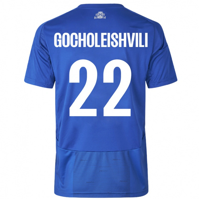 Danxen Dames Giorgi Gocholeishvili #22 Wit Blauw Uitshirt Uittenue 2024/25 T-Shirt
