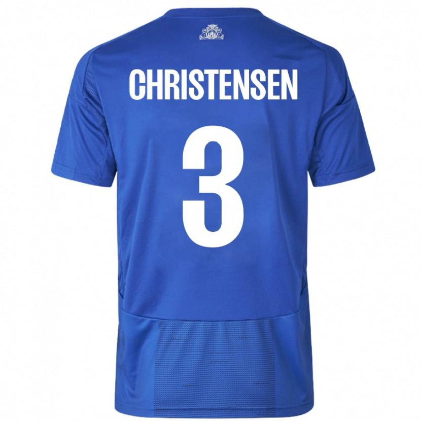 Danxen Dames Sebastian Christensen #3 Wit Blauw Uitshirt Uittenue 2024/25 T-Shirt