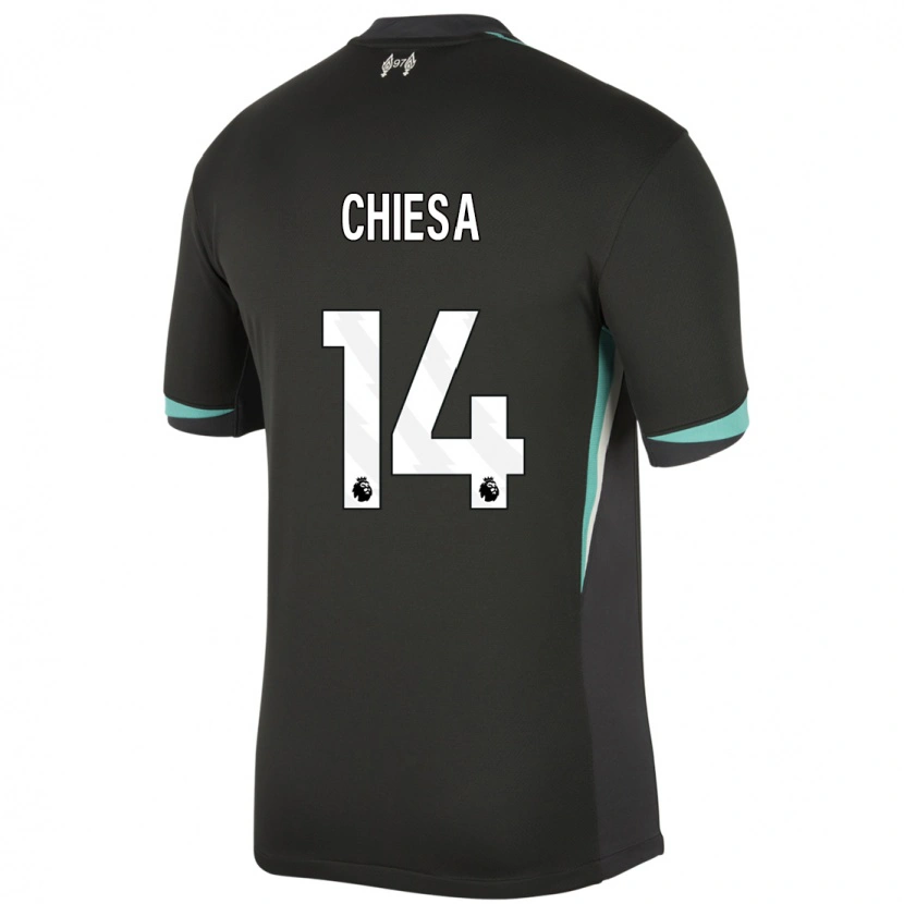 Danxen Kinderen Federico Chiesa #14 Zwart Antraciet Wit Uitshirt Uittenue 2024/25 T-Shirt
