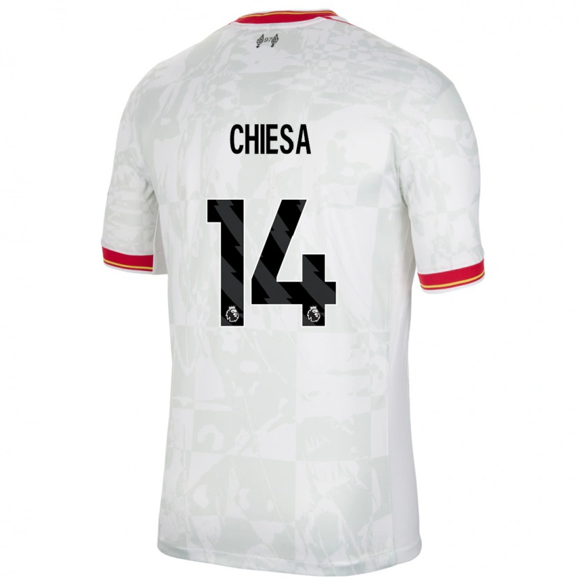 Danxen Kinderen Federico Chiesa #14 Wit Rood Zwart Thuisshirt Derde Tenue 2024/25 T-Shirt