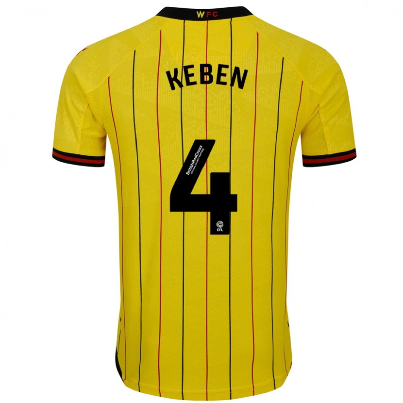 Danxen Kinderen Kévin Keben #4 Geel Zwart Thuisshirt Thuistenue 2024/25 T-Shirt