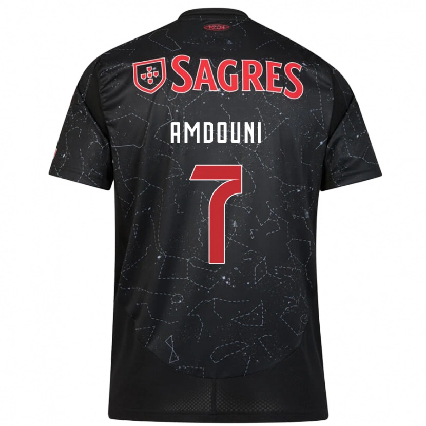Danxen Kinderen Zeki Amdouni #7 Zwart Rood Uitshirt Uittenue 2024/25 T-Shirt