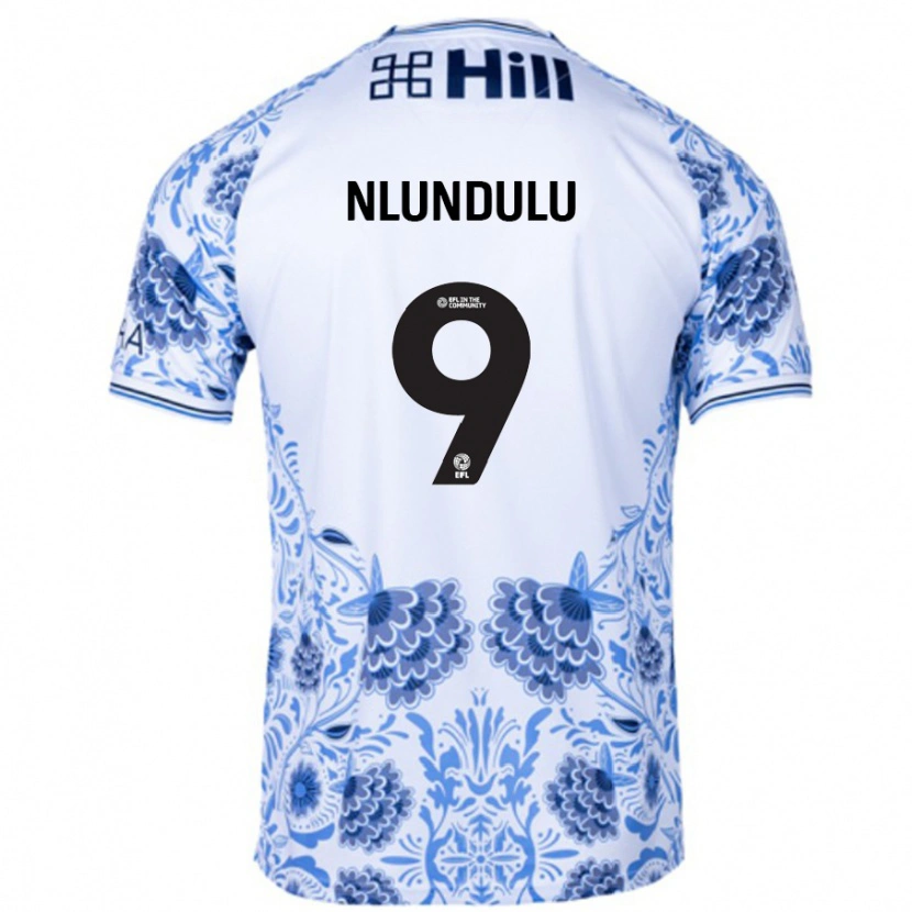 Danxen Kinderen Dan Nlundulu #9 Wit Blauw Uitshirt Uittenue 2024/25 T-Shirt