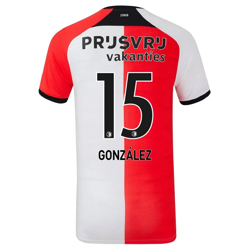 Danxen Heren Facundo González #15 Rood Wit Thuisshirt Thuistenue 2024/25 T-Shirt