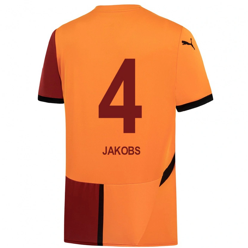 Danxen Heren Ismail Jakobs #4 Geel Rood Thuisshirt Thuistenue 2024/25 T-Shirt