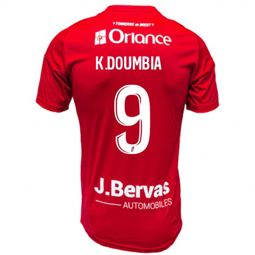 Danxen Heren Kamory Doumbia #9 Rood Wit Thuisshirt Thuistenue 2024/25 T-Shirt