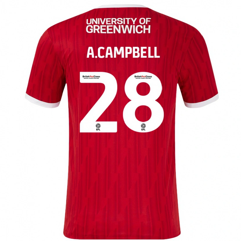 Danxen Heren Allan Campbell #28 Rood Wit Thuisshirt Thuistenue 2024/25 T-Shirt