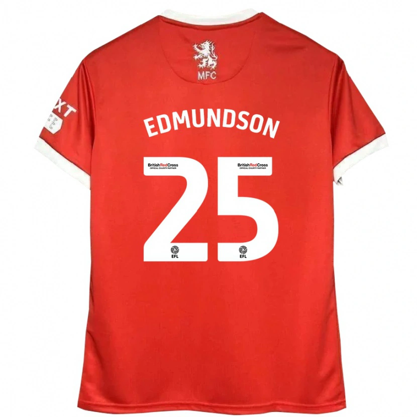 Danxen Heren George Edmundson #25 Rood Wit Thuisshirt Thuistenue 2024/25 T-Shirt