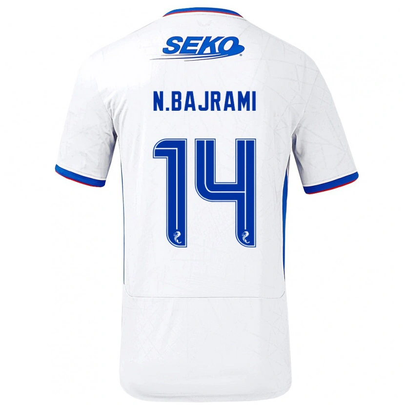 Danxen Heren Nedim Bajrami #14 Wit Blauw Uitshirt Uittenue 2024/25 T-Shirt