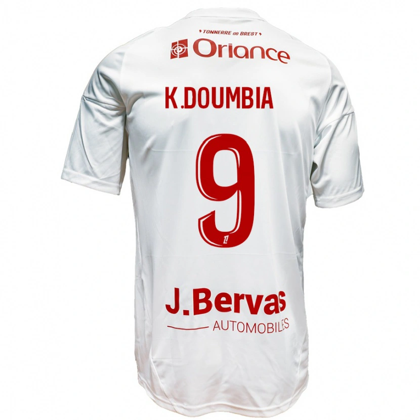Danxen Heren Kamory Doumbia #9 Wit Rood Uitshirt Uittenue 2024/25 T-Shirt