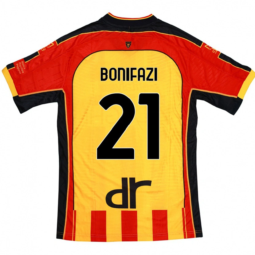 Danxen Dames Kevin Bonifazi #21 Geel Rood Thuisshirt Thuistenue 2024/25 T-Shirt