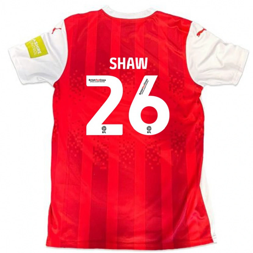Danxen Dames Liam Shaw #26 Rood Wit Thuisshirt Thuistenue 2024/25 T-Shirt