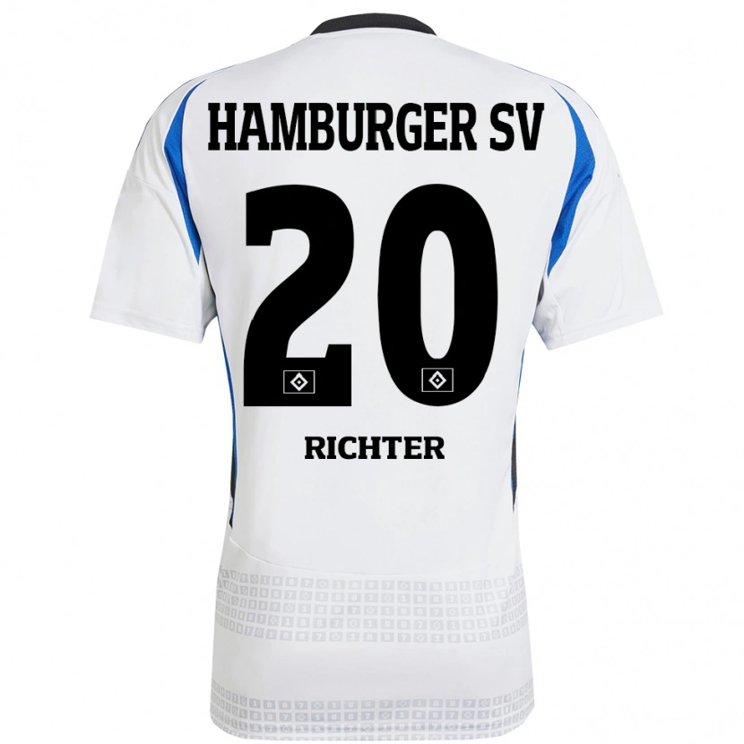 Danxen Dames Marco Richter #20 Wit Blauw Thuisshirt Thuistenue 2024/25 T-Shirt
